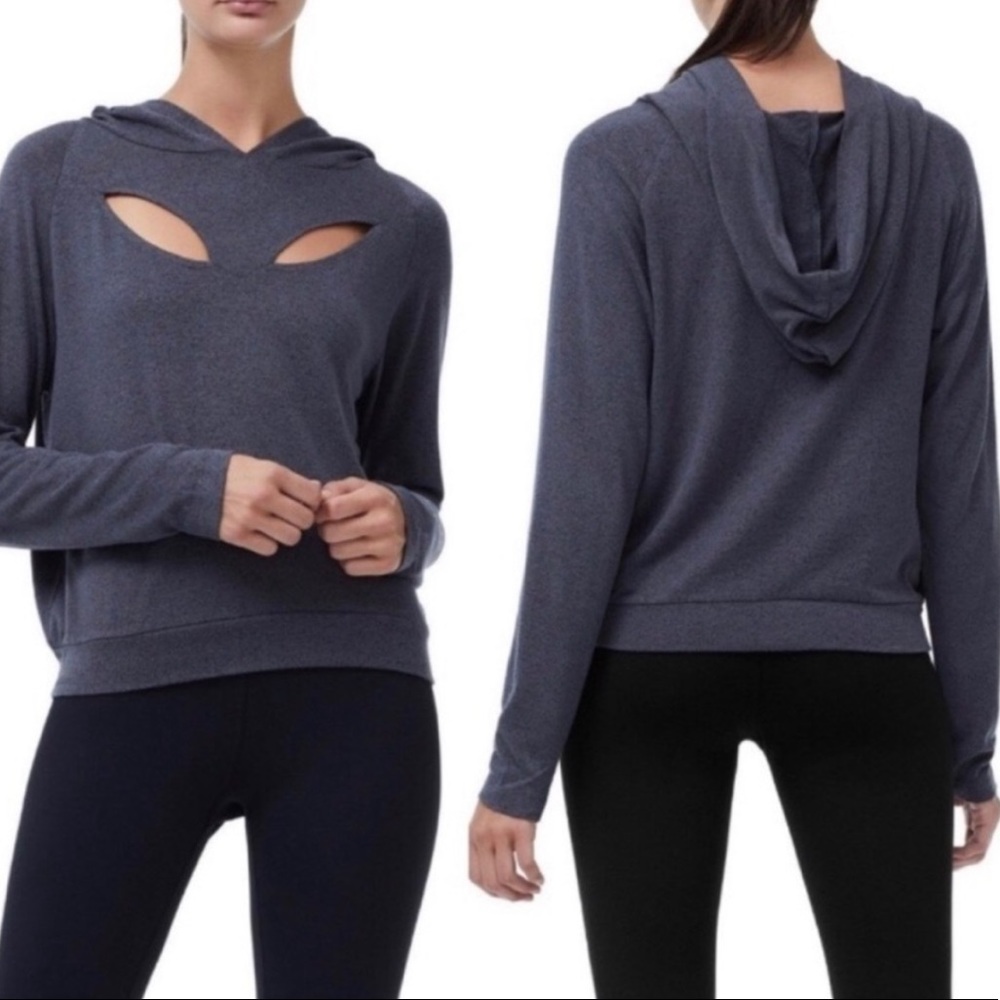 Good American Petal Cutout Hoodie Grey Size Small